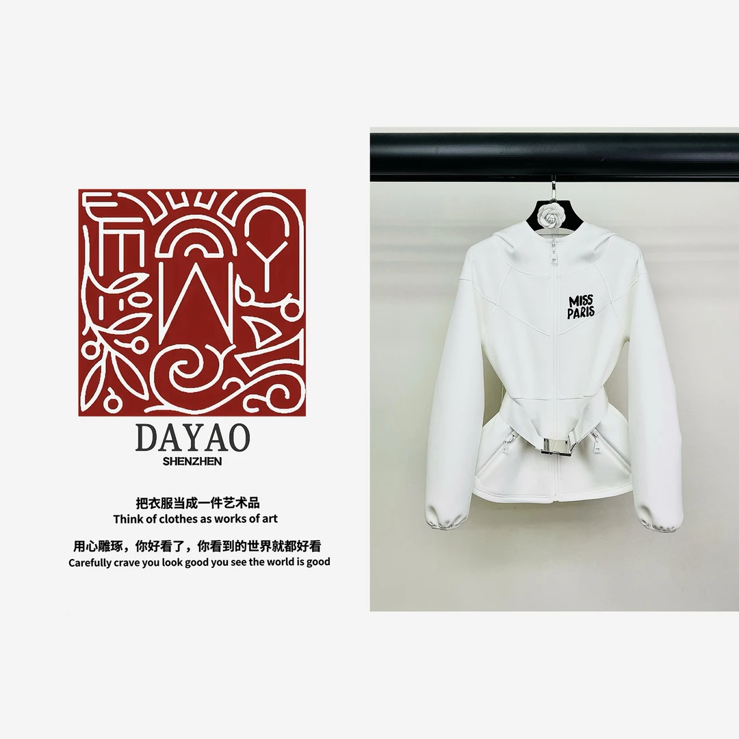 「DAYAO」气质休闲百搭名媛腰带连帽短外套轻奢高端女装WYA249195