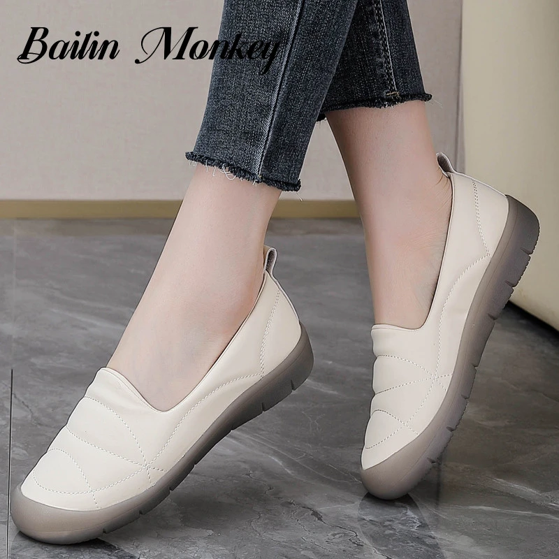 品牌软底软面舒适妈妈鞋2025秋季新款一脚蹬防滑轻便时尚休闲鞋女