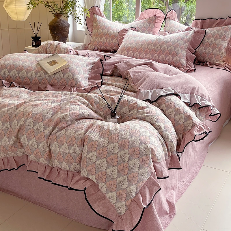 韩版A类花边四件套被套被罩大学生宿舍1.5米床单三件套床上用品