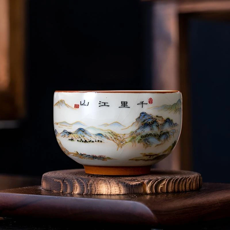 TJ021-千里江山铜钱杯