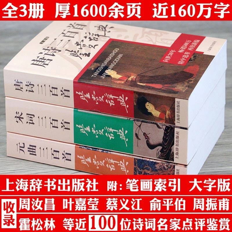 全3册唐诗宋词元曲三百首鉴赏辞典厚1600页名家点评鉴赏正版书籍