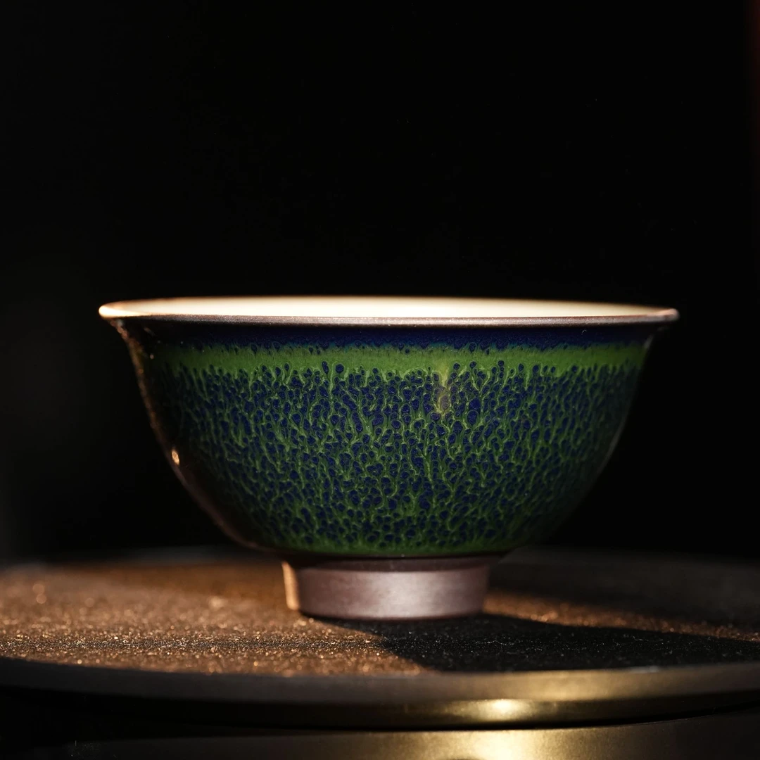 【景德詺兮】王波窑·璀璨窑变祖母绿茶碗