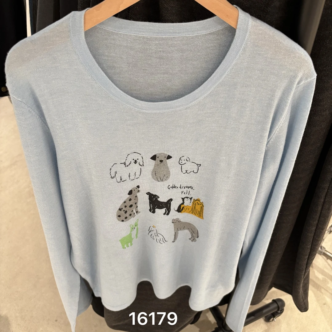 16179 WANGDAN（部分无水洗唛，介意慎拍)新款小狗图案针织衫