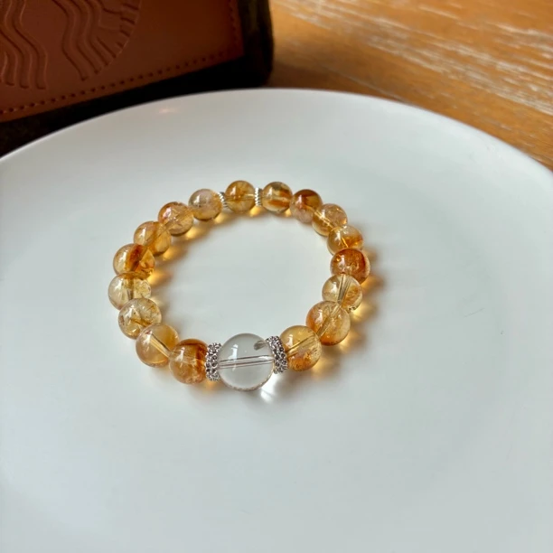 【有钱花】天然黄塔晶黄水晶白阿塞水晶手串手链蜂蜜奶盖