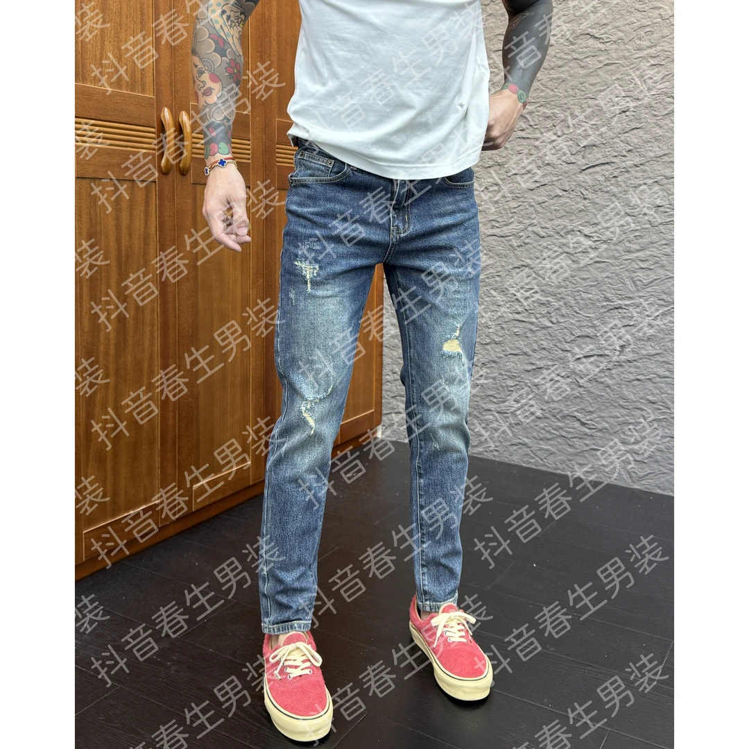 2025秋冬新品时尚休闲百搭净版猫须男士牛仔裤1602