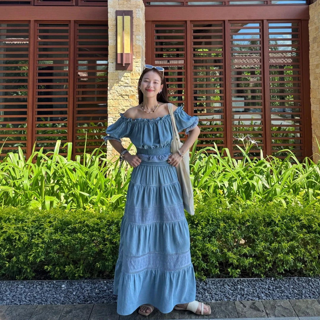 法式气质一字肩上衣女夏季新款小个子穿搭一整套高腰显瘦半身裙子