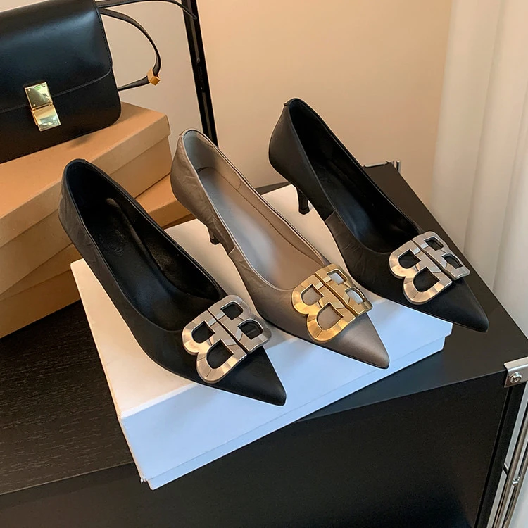 阿丽塔女鞋~6cm春季新款单鞋尖头细跟女鞋通勤商务职业高跟鞋