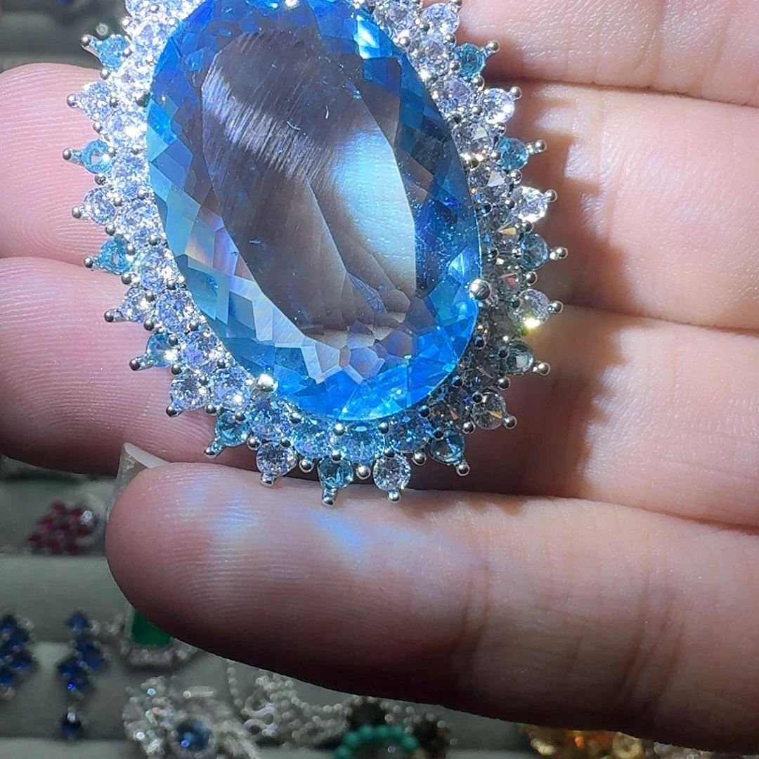 绿水晶戒指银S925镶嵌