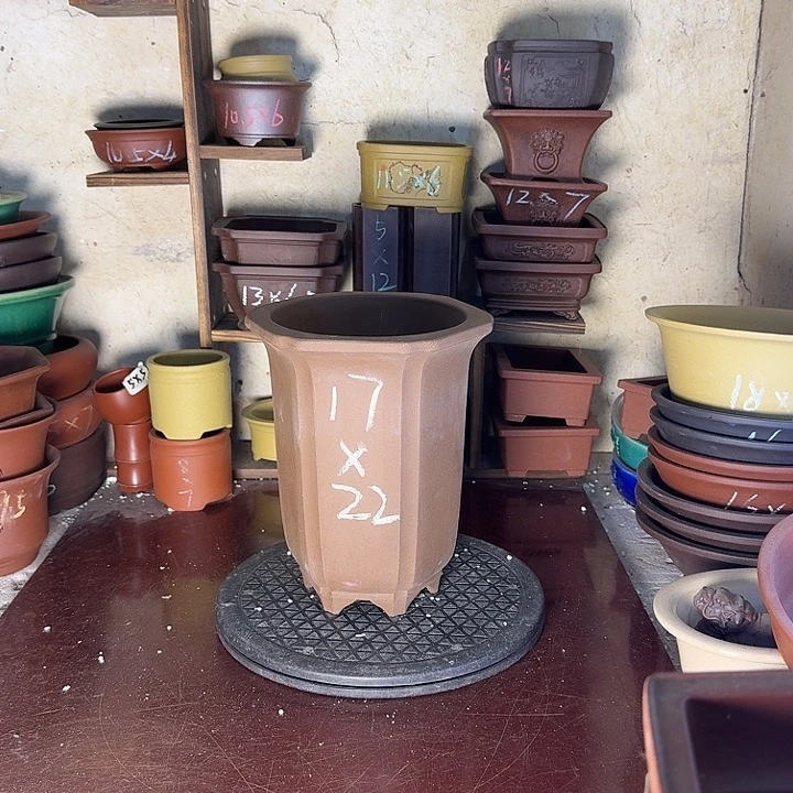 宜兴紫砂花盆，手工制作