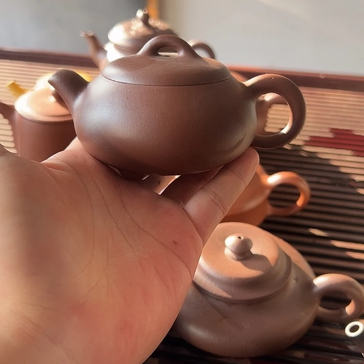 紫砂茶壶石瓢紫泥