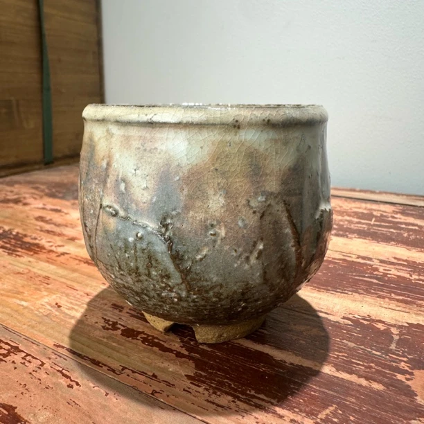 萩烧名家鸟云主人杯，圆底方口，7*7cm，160ml复古纯手工