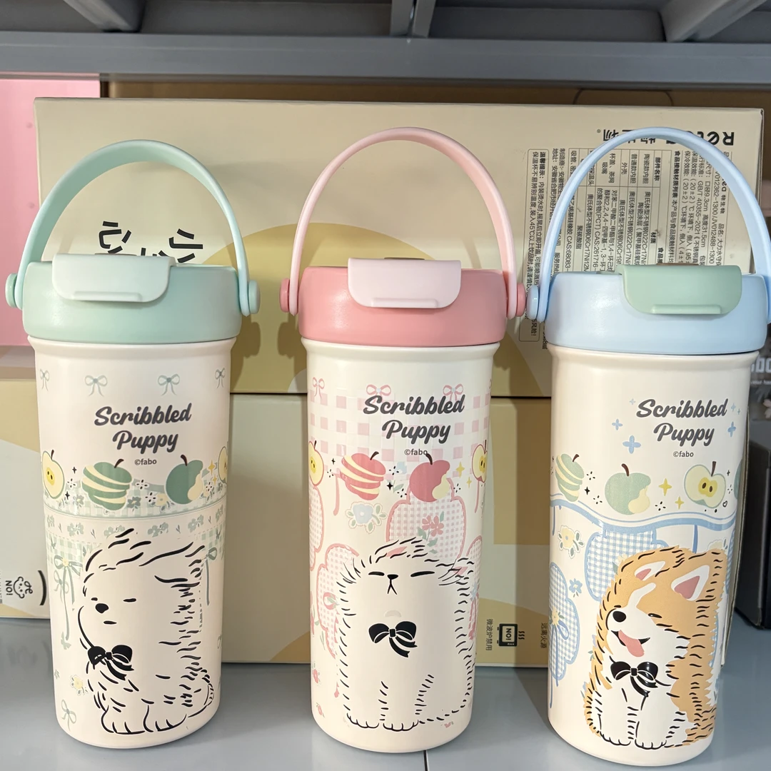 保温杯女陶瓷内胆咖啡杯2024新款高颜值杯子学生吸管水杯水壶