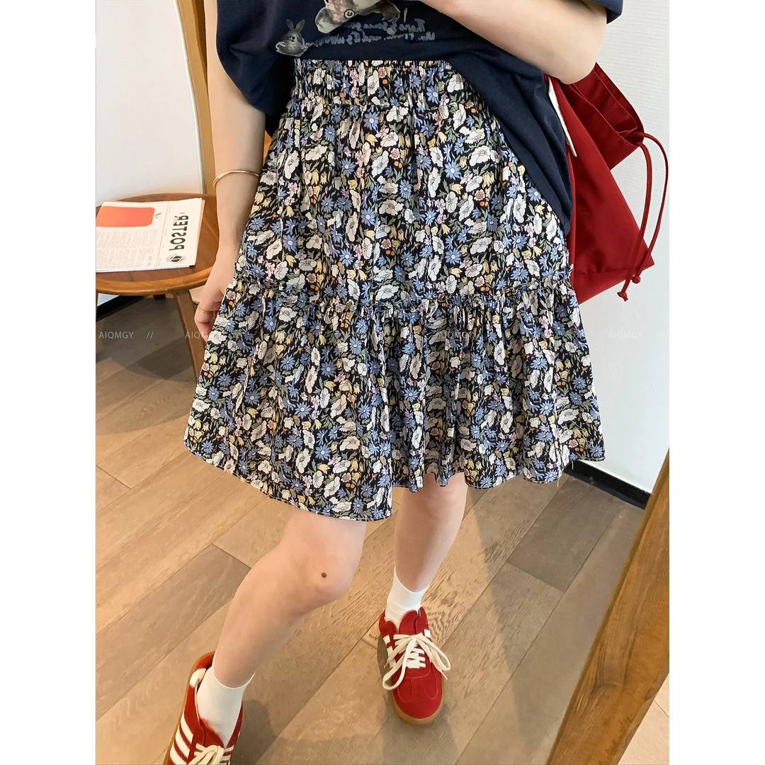 朵妮DN  时尚复古高腰碎花半身裙