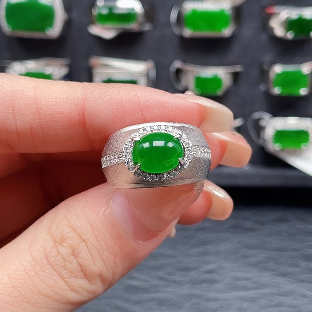 翡翠戒指银S925镶嵌编号2820