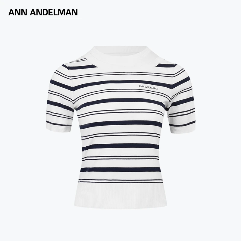 ANN ANDELMAN25春夏女士圆领运动休闲条纹T毛织
