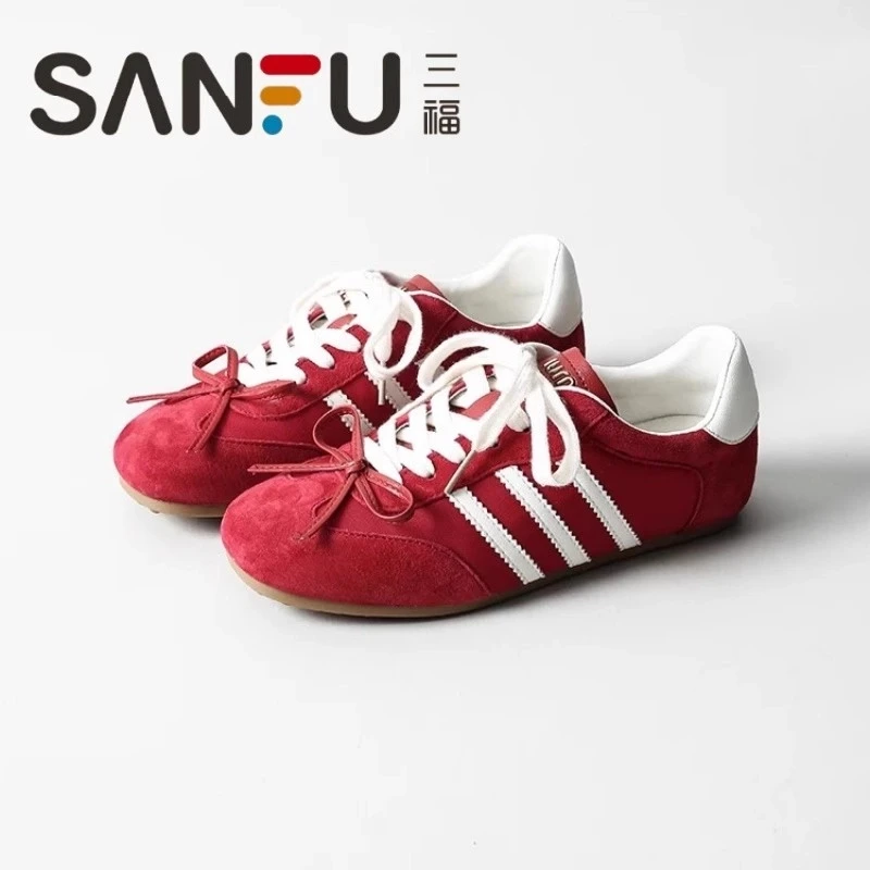 三福德训鞋2025年春夏季新款复古系带舒适阿甘鞋运动板鞋拼色单鞋