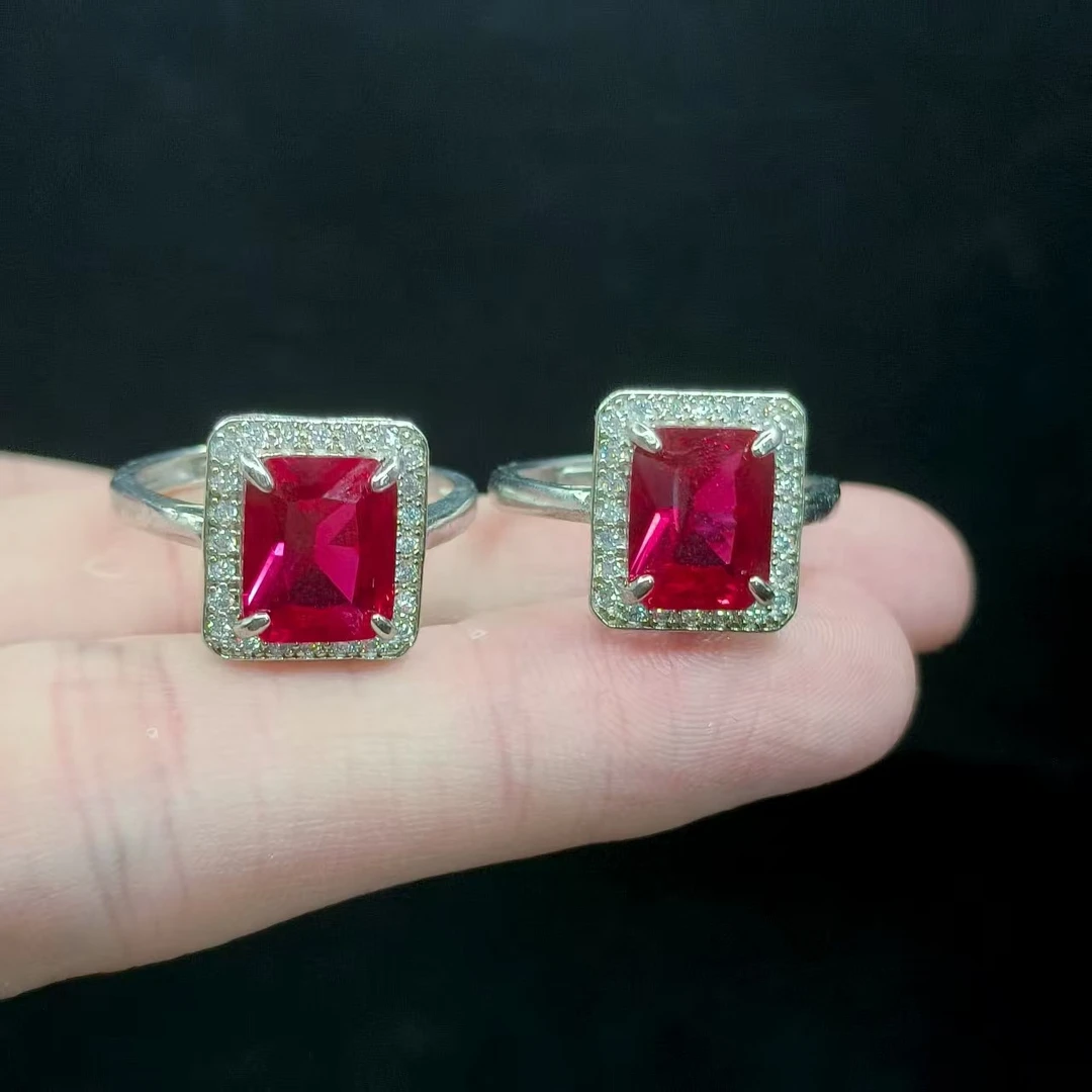 培育红宝石【龙想精选】红宝石方形戒指JL22【多样性发其一】约8-10mm