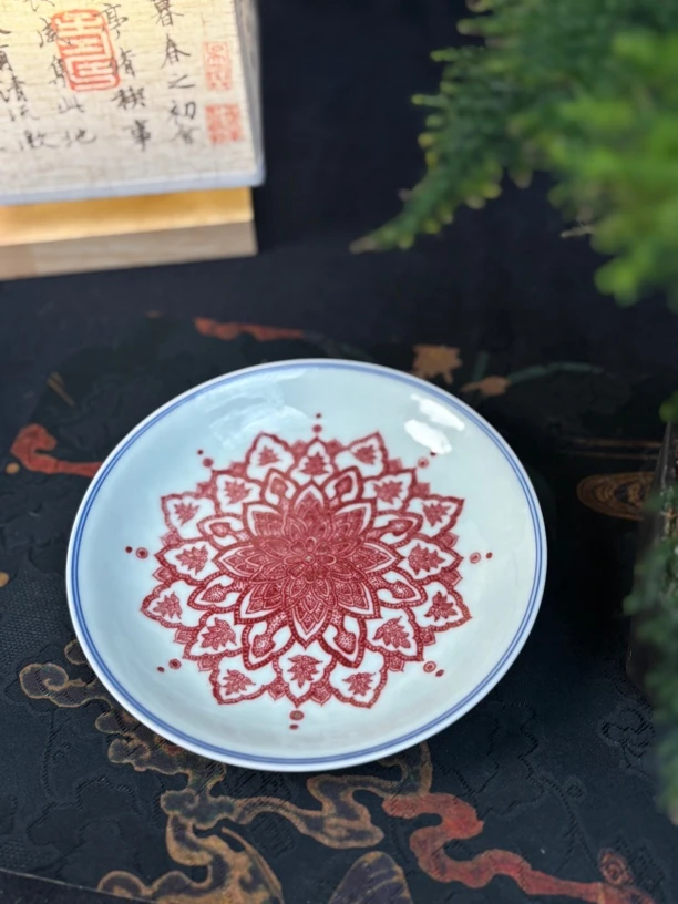 觅瓷山房釉里红曼陀罗花重工壶承茶具陶瓷茶道矾红