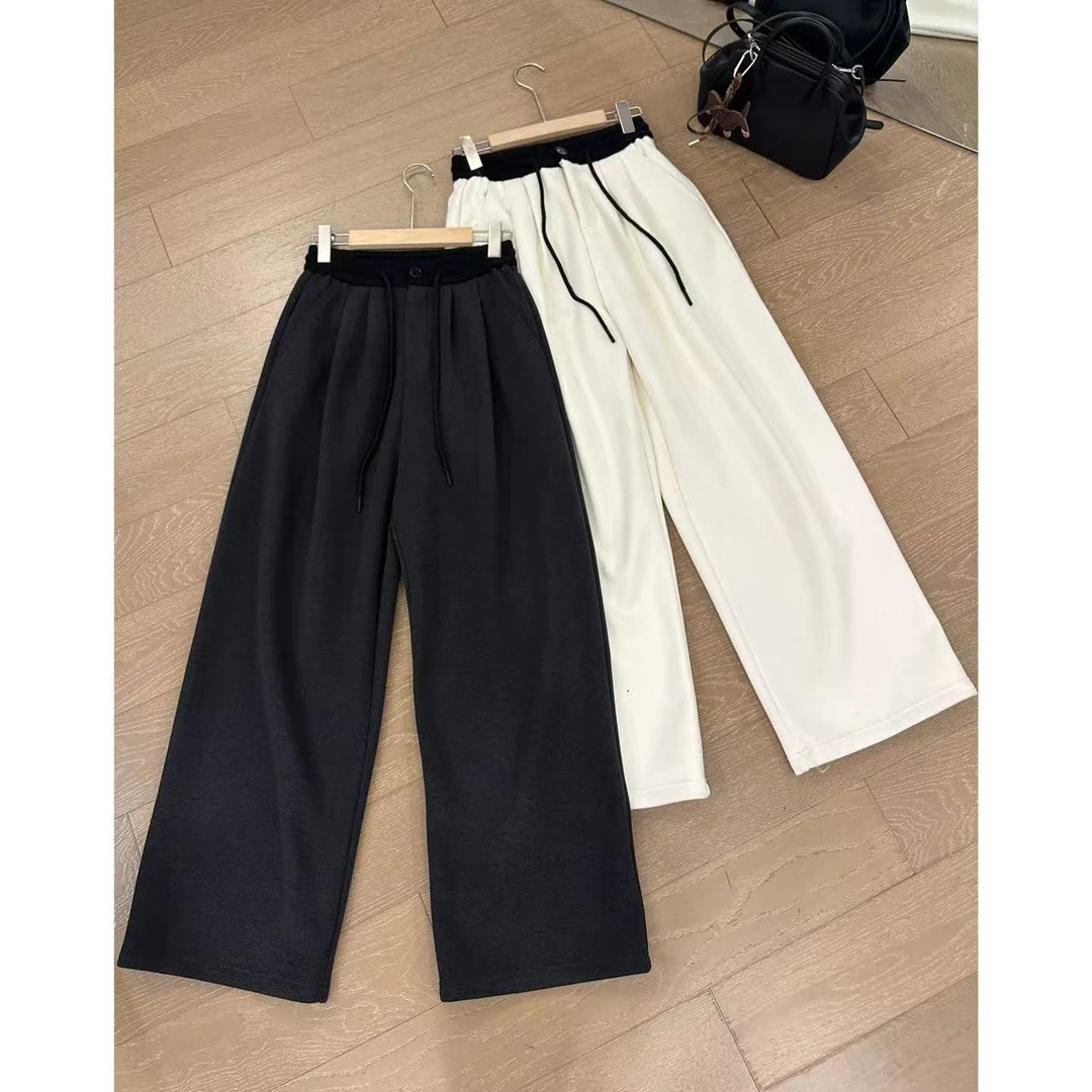 欧尼私服【四角标飘带休闲裤】冬季加绒撞色长裤 2411B5610