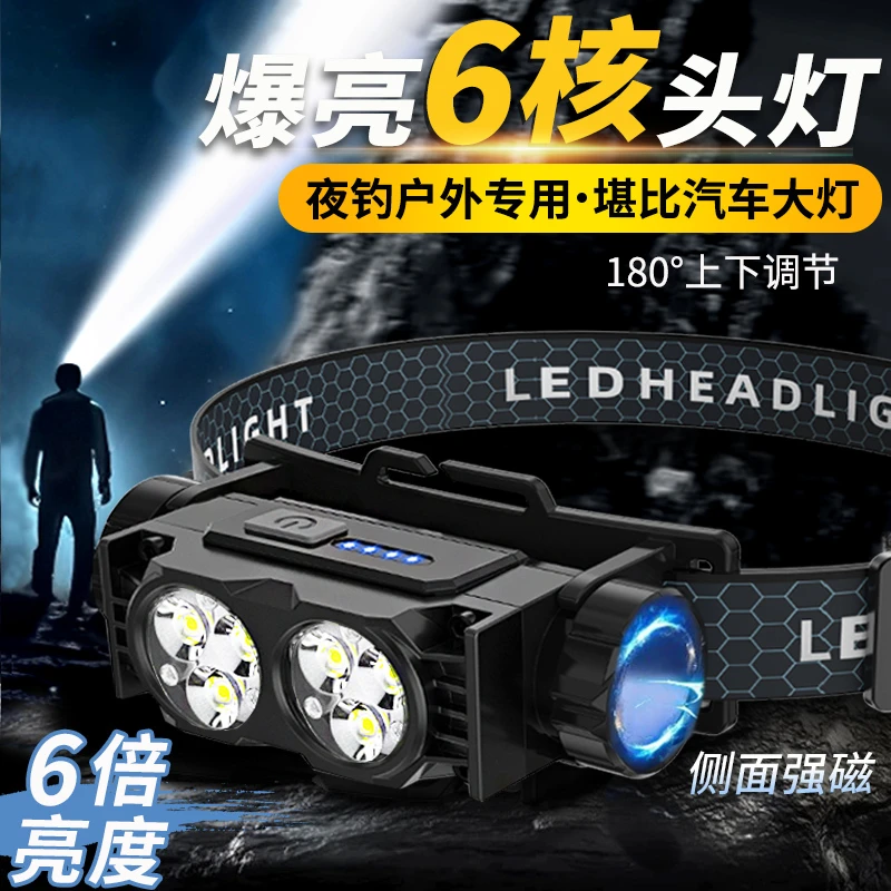头灯2024新款强光超亮可充电头戴式小型便携野外钓鱼专用超长续航