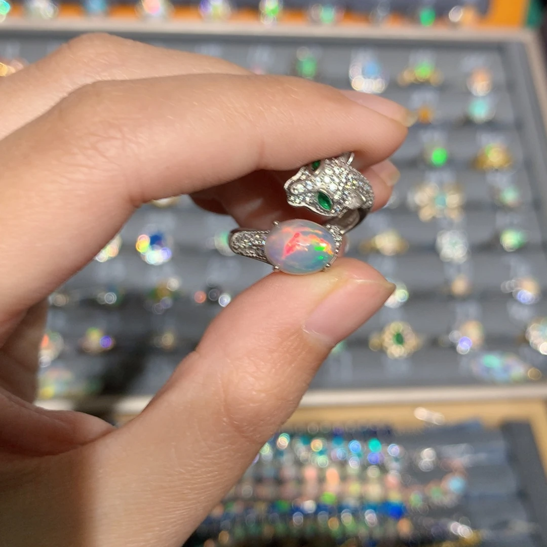 银S925镶嵌欧泊欧泊戒指y