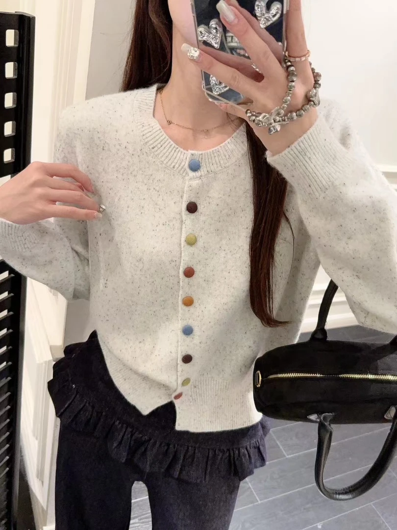 妙妍萱坊 彩点开衫百搭秋季新款女