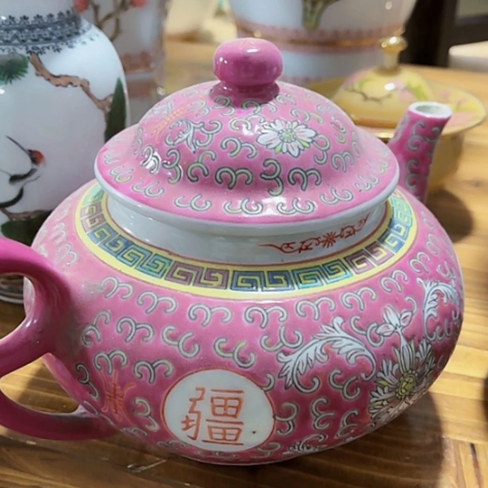 【闪购商品】紫砂盖碗眼**叔粉彩茶壶1把