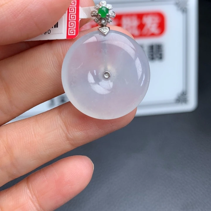 吊坠(不含链)18K金镶嵌翡翠