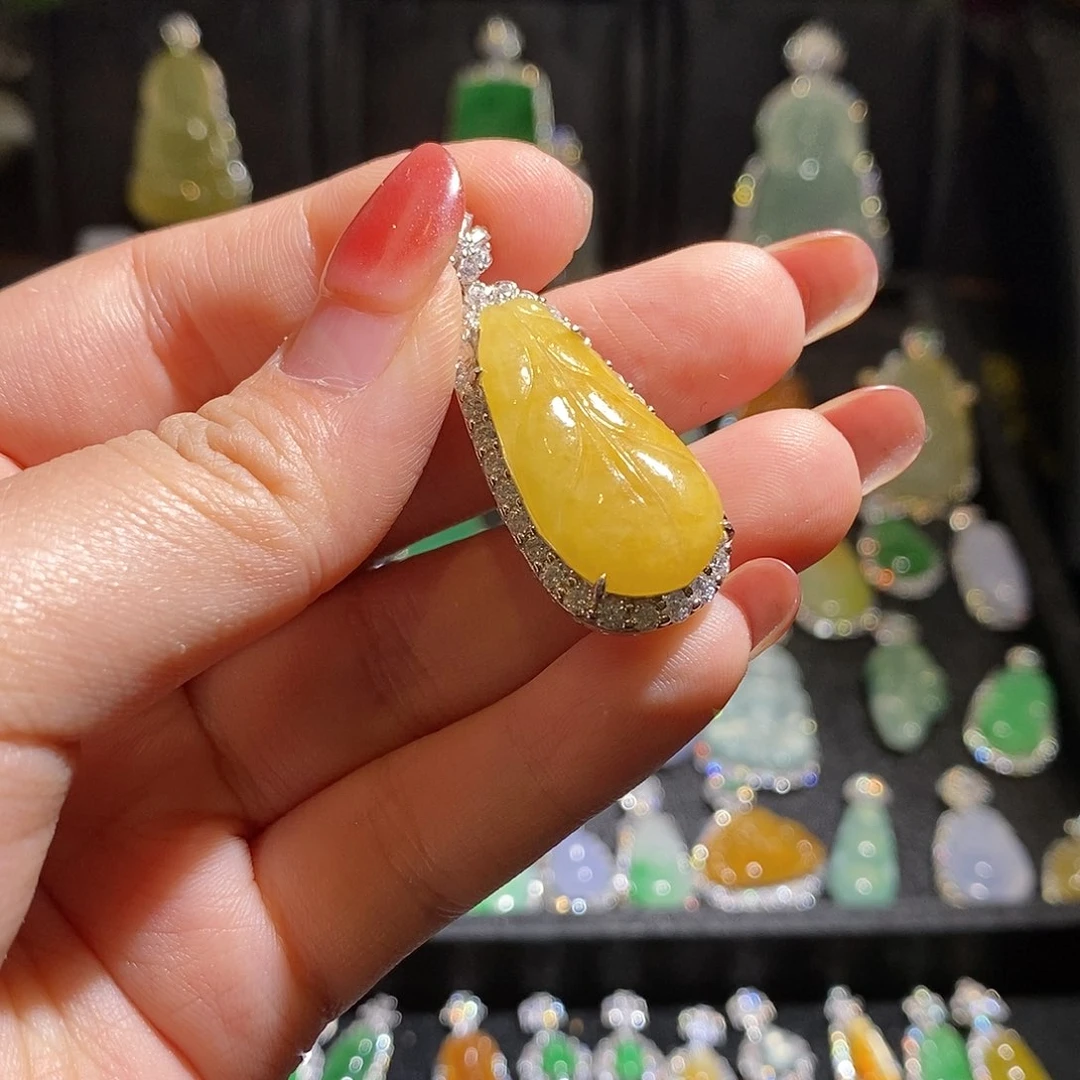 颈饰银S925镶嵌翡翠天然翡翠