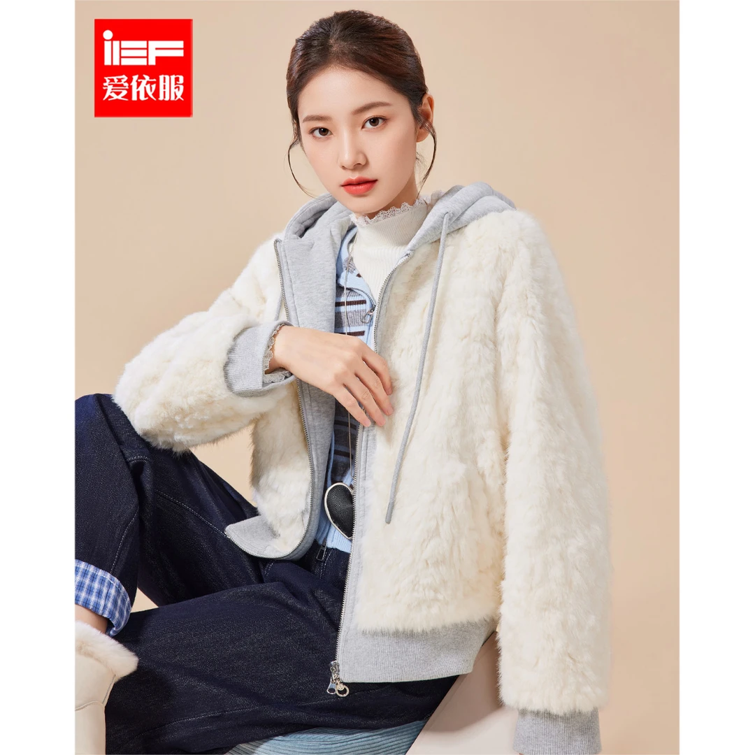 IEF/爱依服2025冬季新款韩版时尚休闲通勤百搭设计感保暖毛绒外套