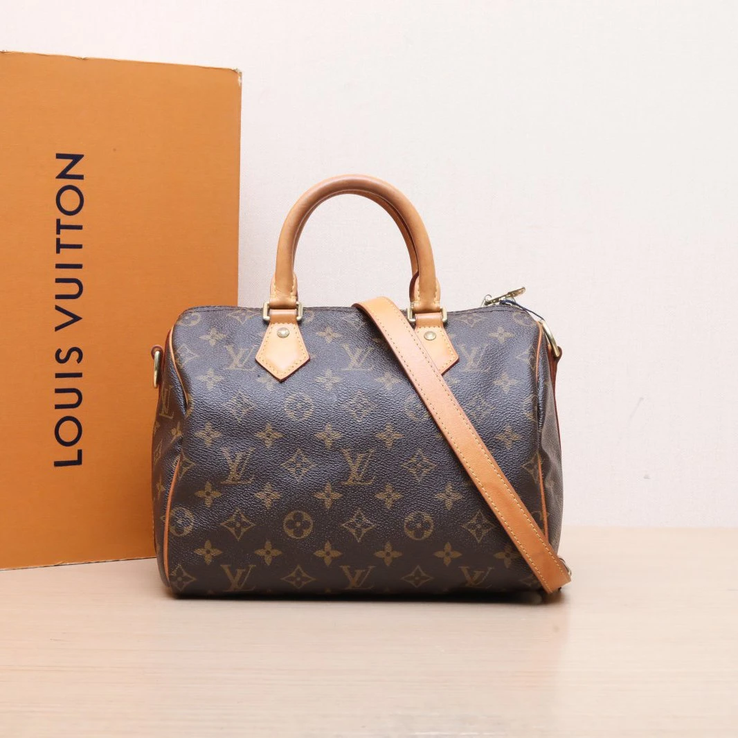 95新 LouisVuitton/路易威登 小花攀攀Speedy 25 配肩带 老花