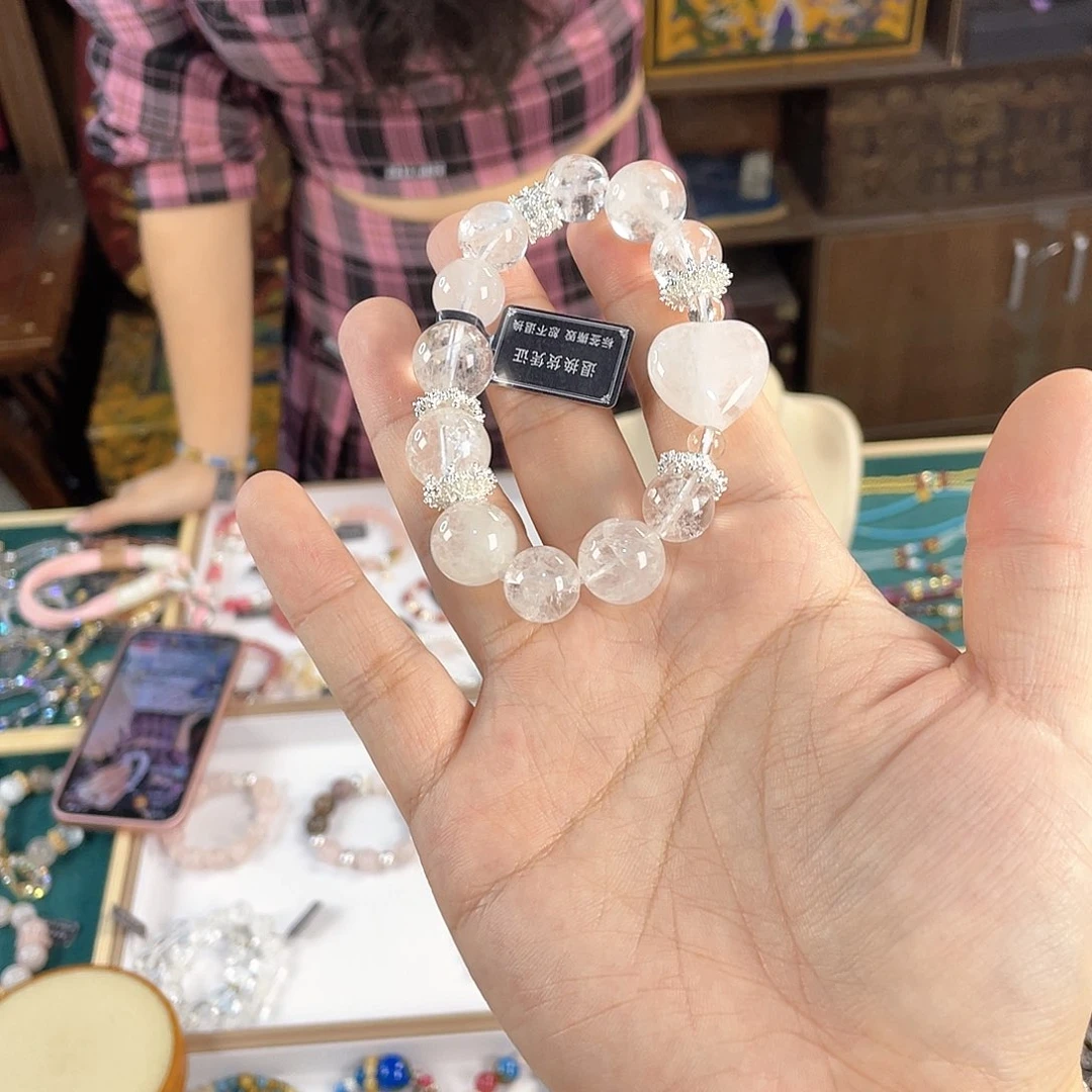 水晶手链银S925镀金镶嵌