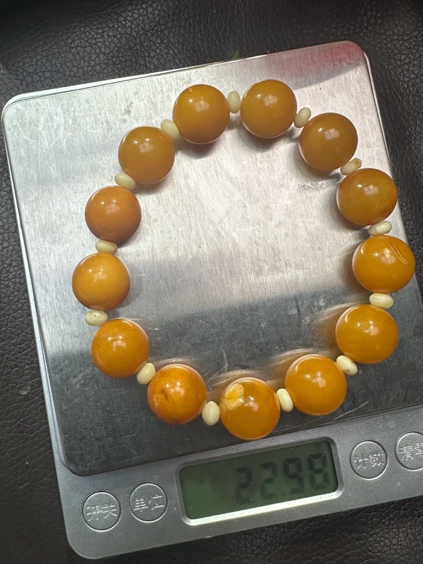 鸡油黄手串14mm男士