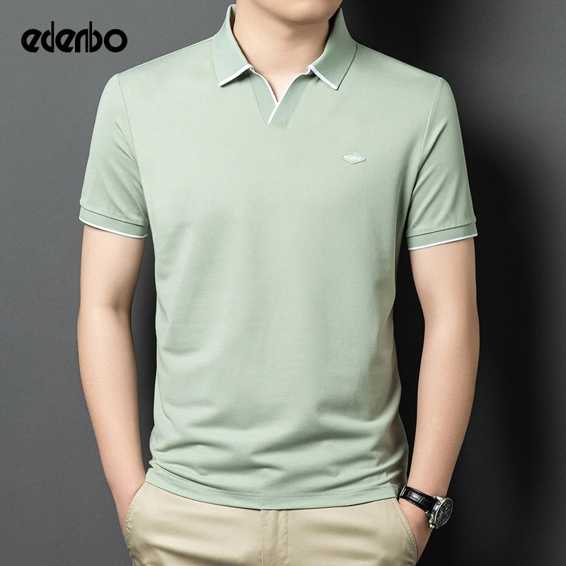 爱登堡男士polo衫短袖夏季商务休闲莫代尔高级感纯色翻领t恤上衣
