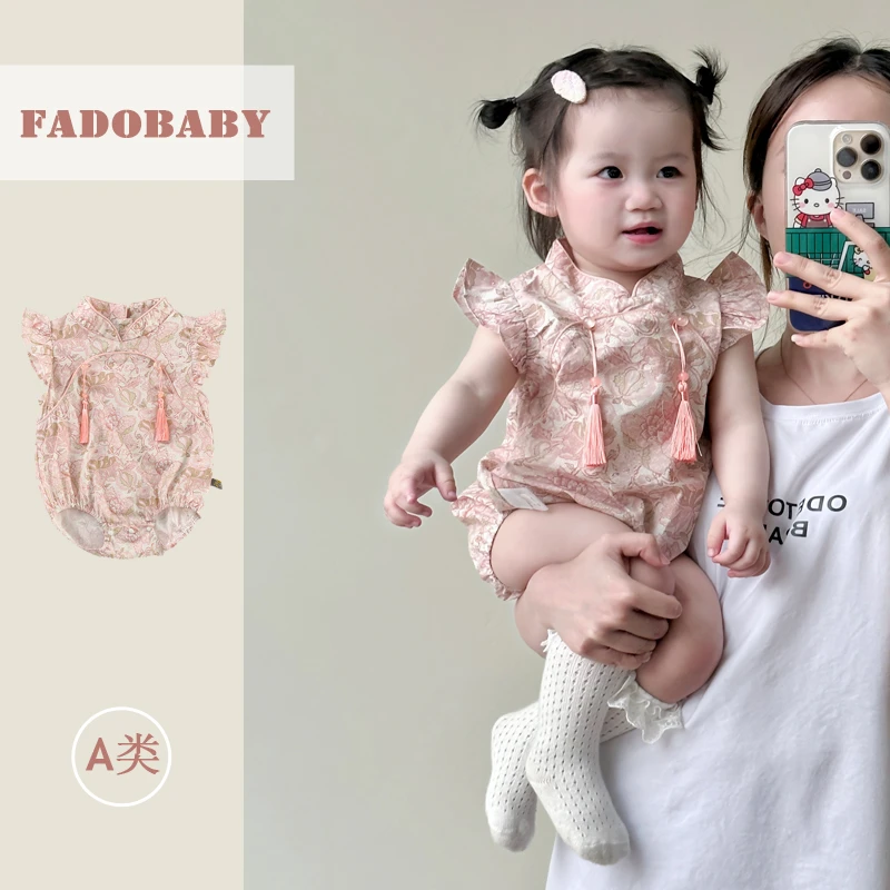 女宝宝中国风薄款包屁衣夏季婴儿衣服夏天满月百日宴周岁旗袍夏装