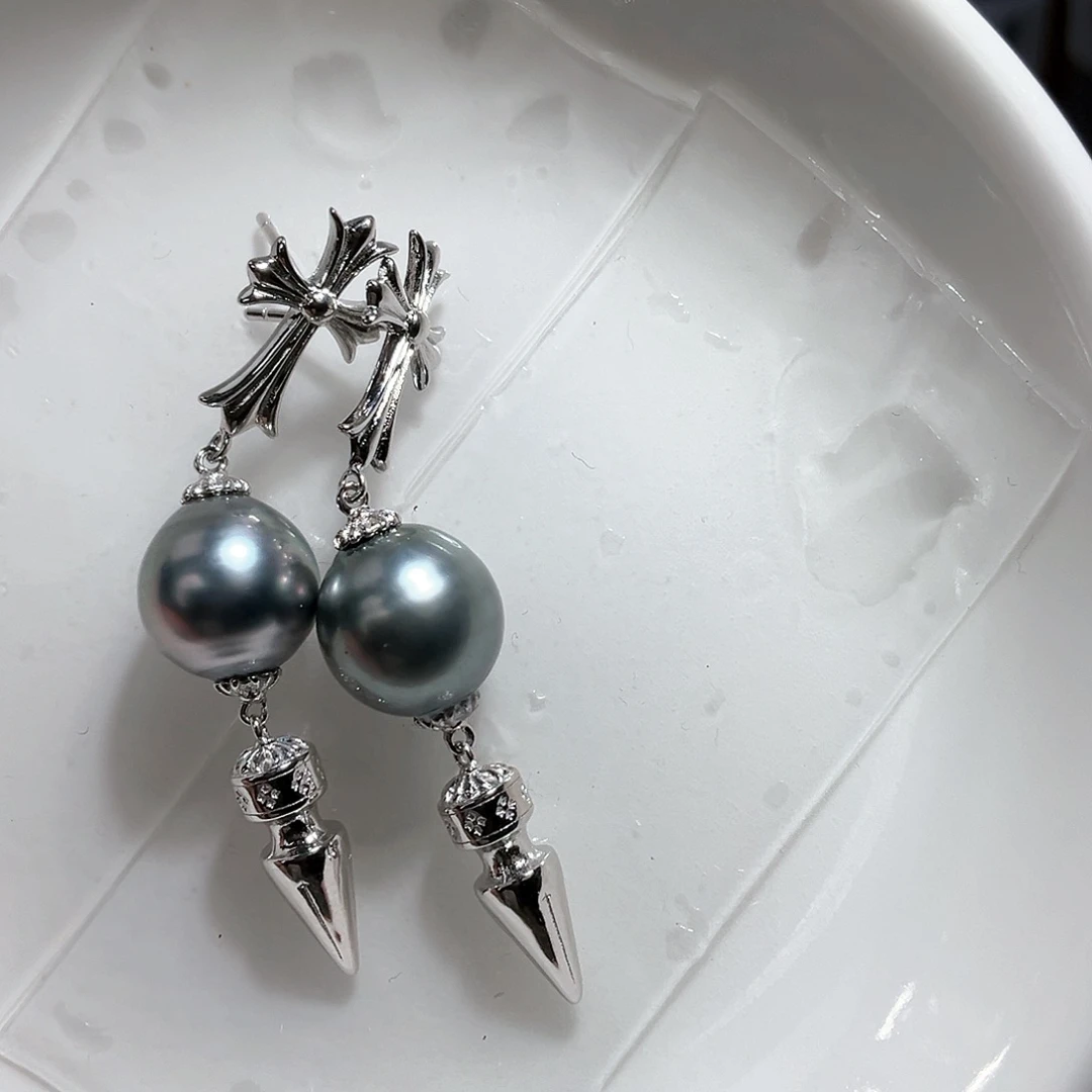 海水珍珠耳饰银S925镶嵌一**争