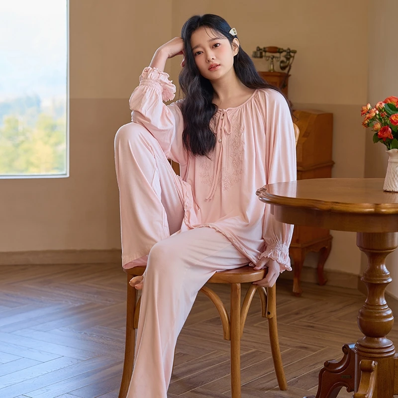 珈莹艾月子服春秋产后莫代尔哺乳家居服夏薄喂奶孕妇睡衣大码6129