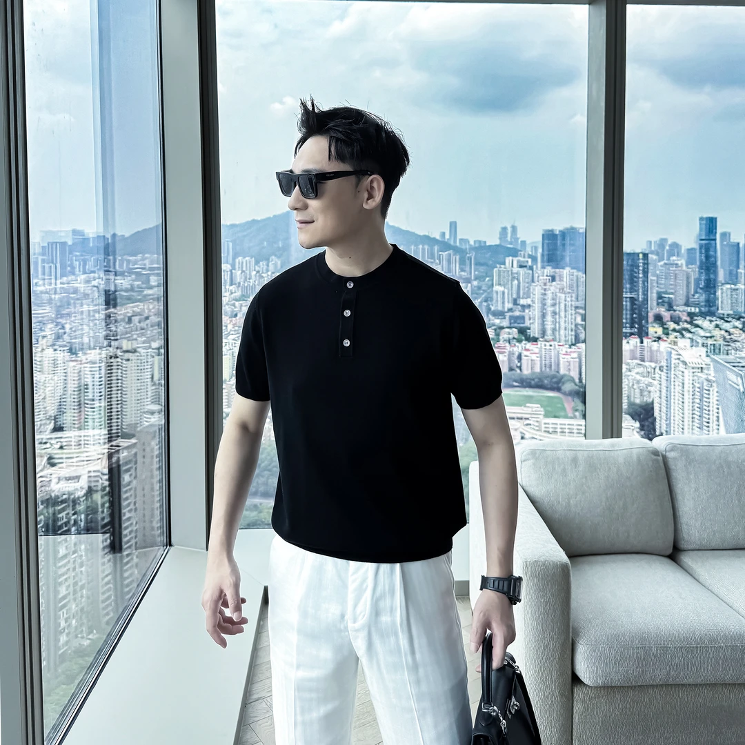 【DAIO ETHAN】【夏日意式亨利】高级莱赛尔纯色T恤百搭气质圆领短袖