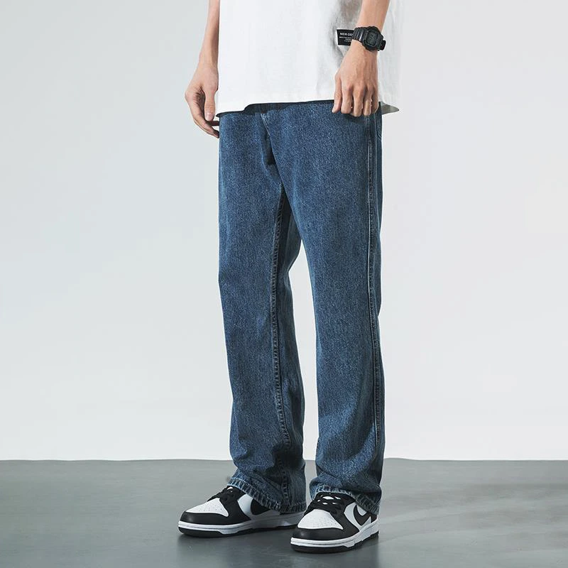 秋季新款微喇叭牛仔裤男款宽松水洗复古休闲长裤美式高街潮流裤子