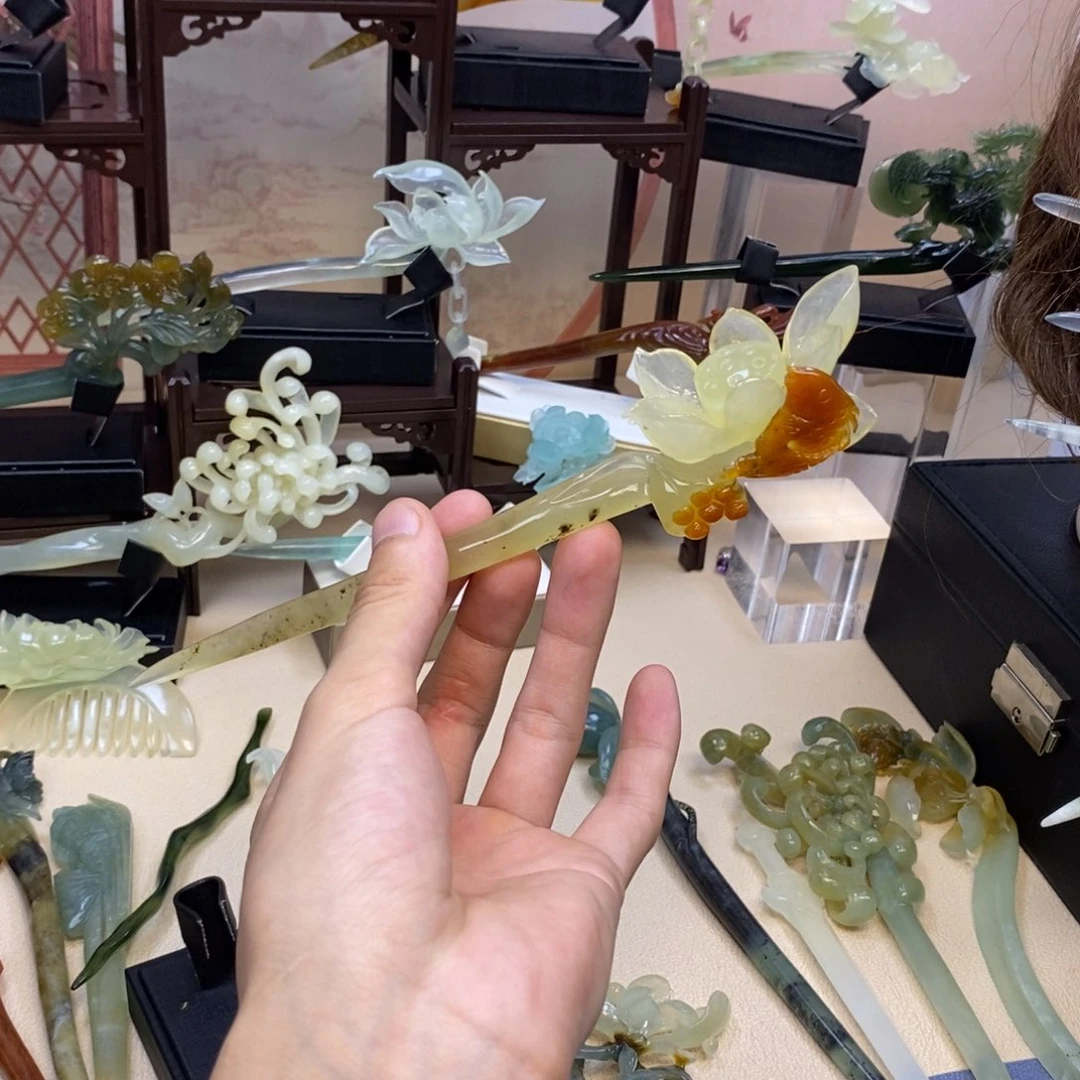 蛇纹石玉合金发饰