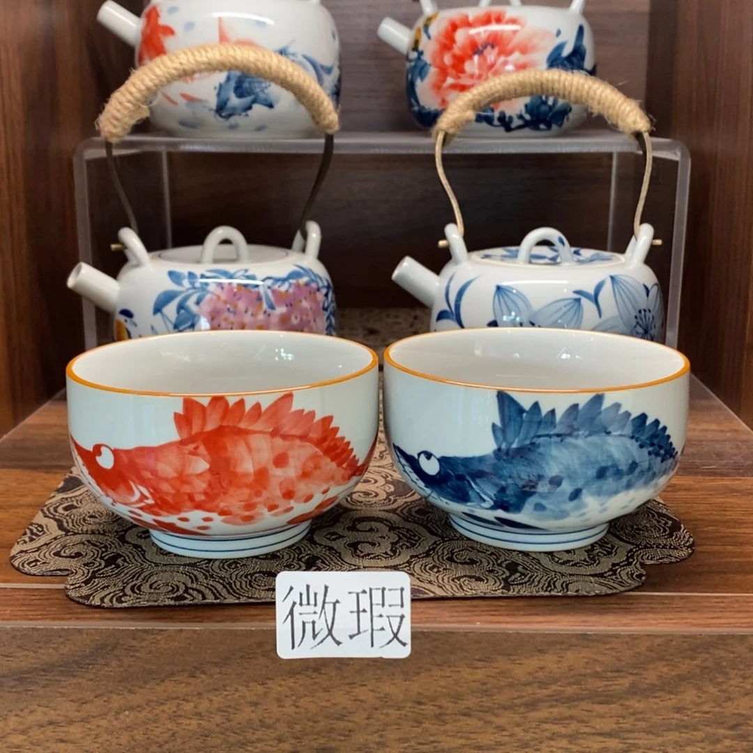 釉下彩老陶泥手工绘制