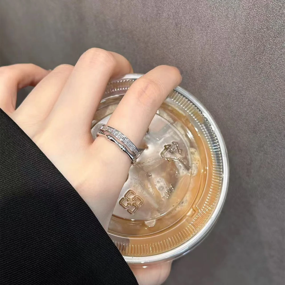 足银戒指 纯银9999双层竹节戒指时尚戒指送朋友1