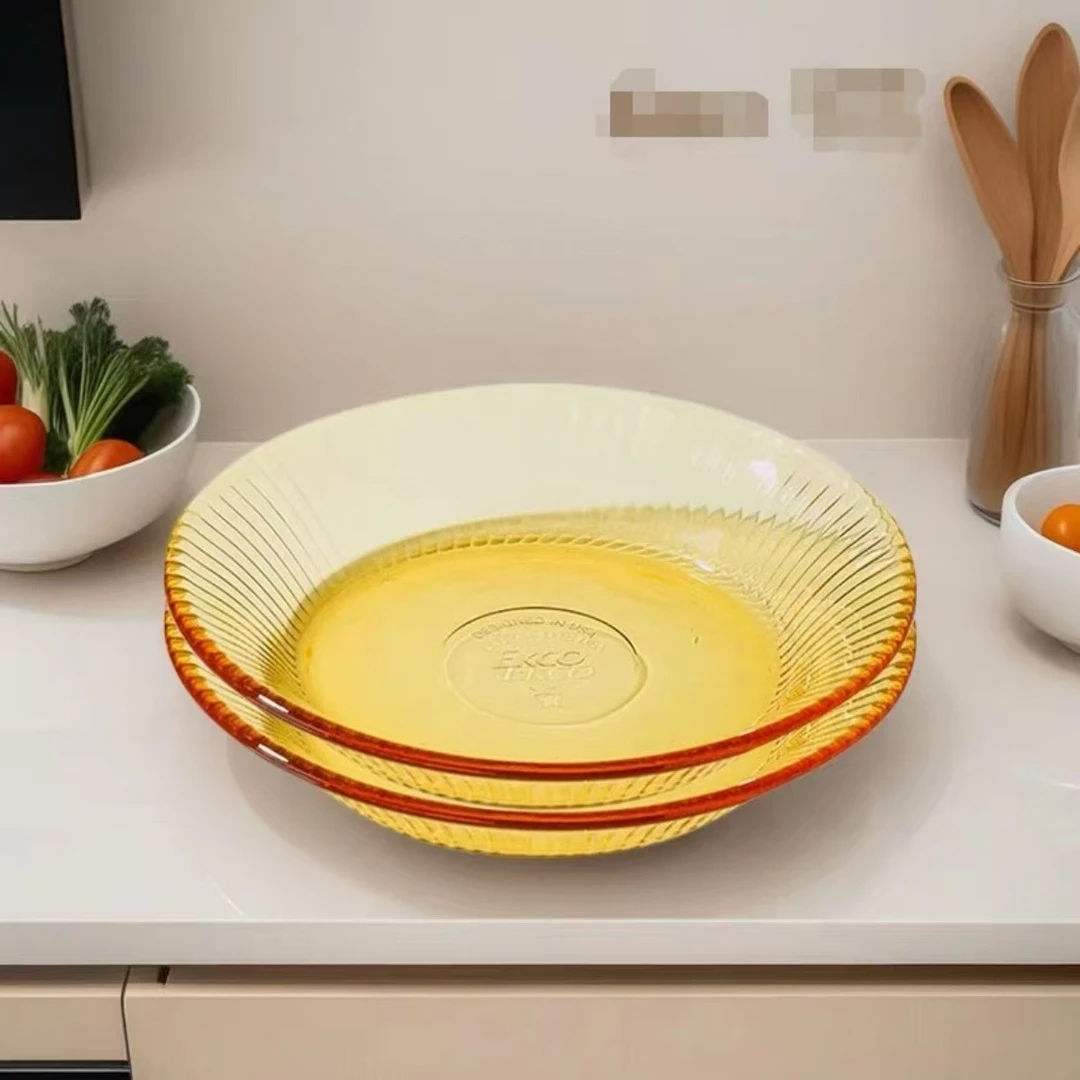 KN玻璃  高颜值琥珀色  精致大盘  22cm口径