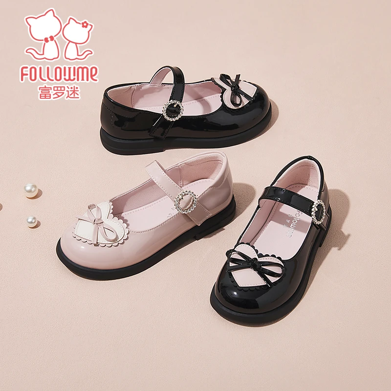 富罗迷女童皮鞋新款春秋季小女孩洋气软底防滑公主鞋4A8499