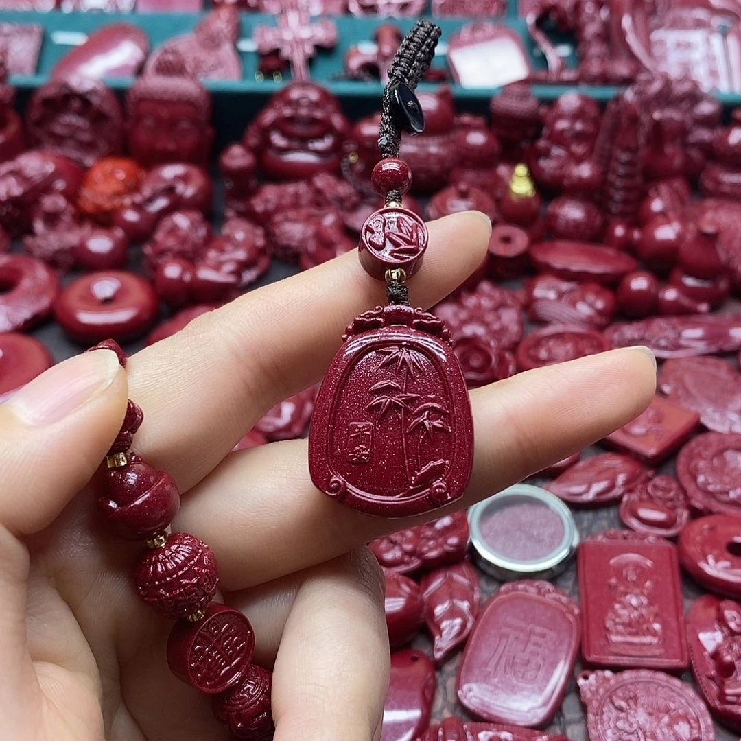 天然辰砂朱砂钥匙扣