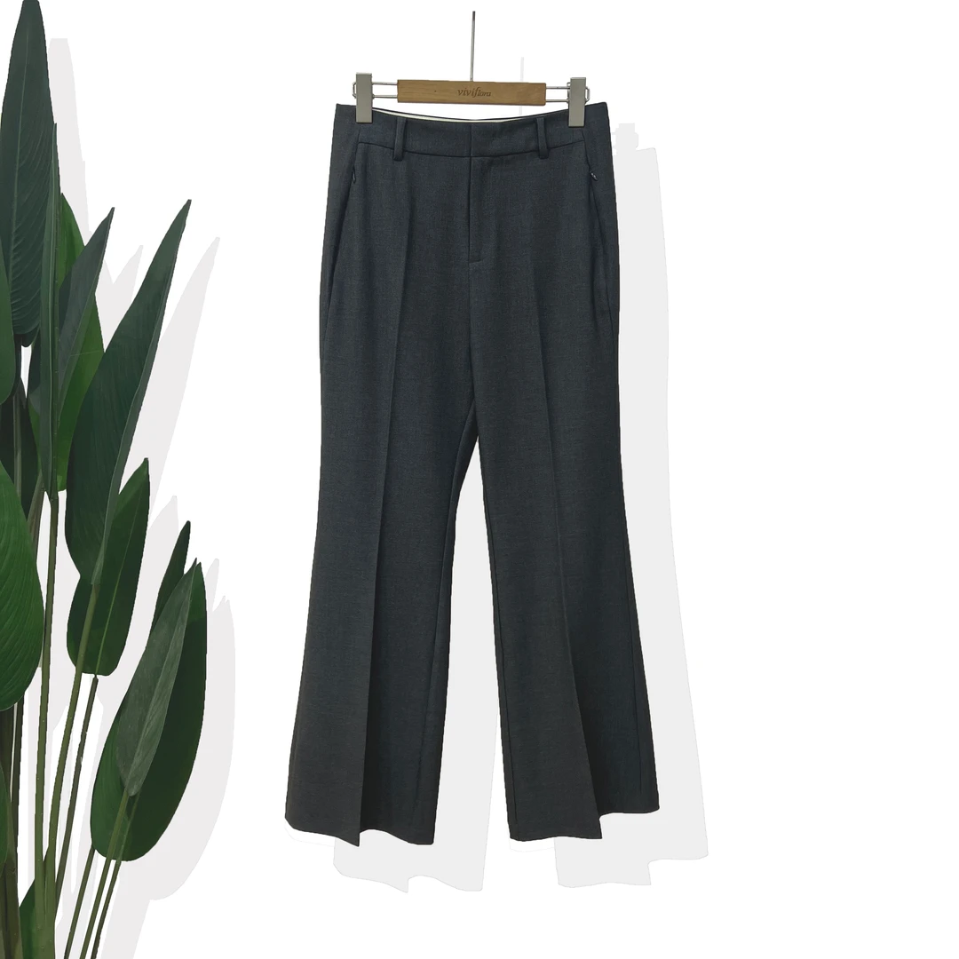 【KN.COLOR】高腰阔腿裤微喇春夏秋直筒显瘦立裁女士西装裤