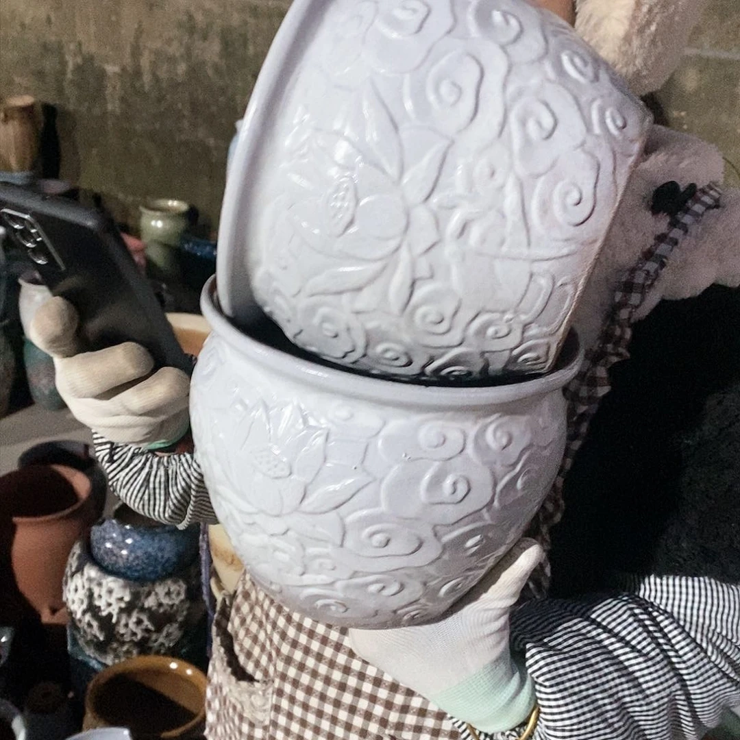 紫砂花盆瑕疵口20高16瑕疵