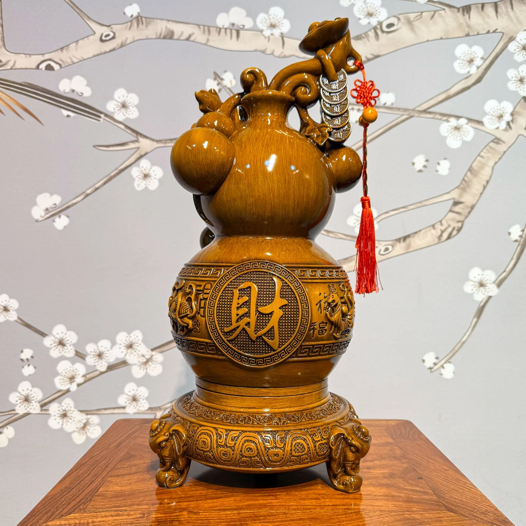 福禄如意旋转葫芦客厅电视柜玄关装饰桌面摆件送礼开业饰品工艺品