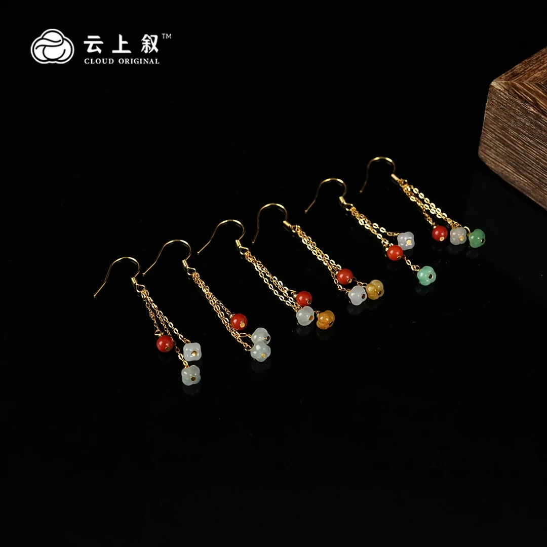 【云上叙】 4 QJD10500226 S925银翡翠耳钩-多样性发其一（随机发）