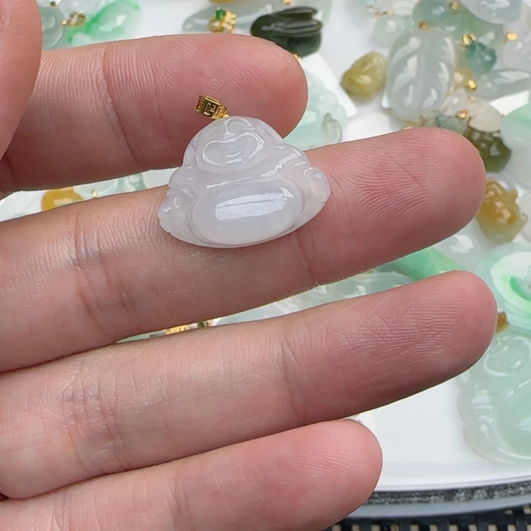 【闪购商品】翡翠颈饰18K金镶嵌小佛